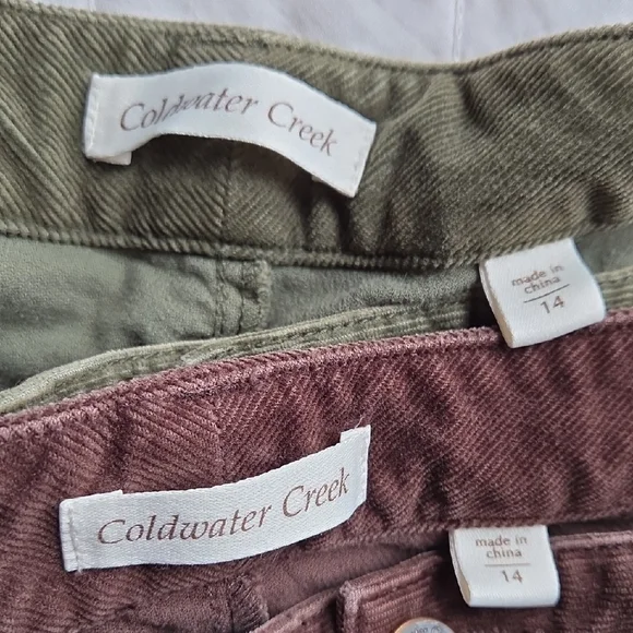 Coldwater Creek Corduroy Pants in Olive and Burgundy Sz 14 - Picture 13 of 15